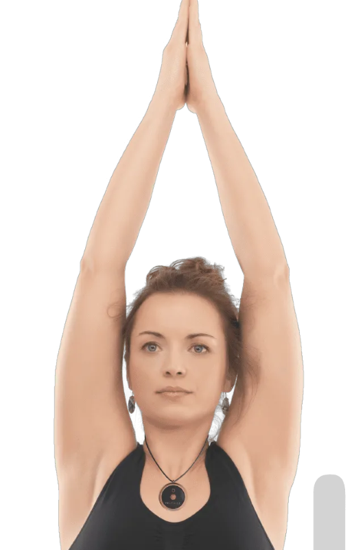 natural skincare solution upper shot of woman with hands meeting over her head