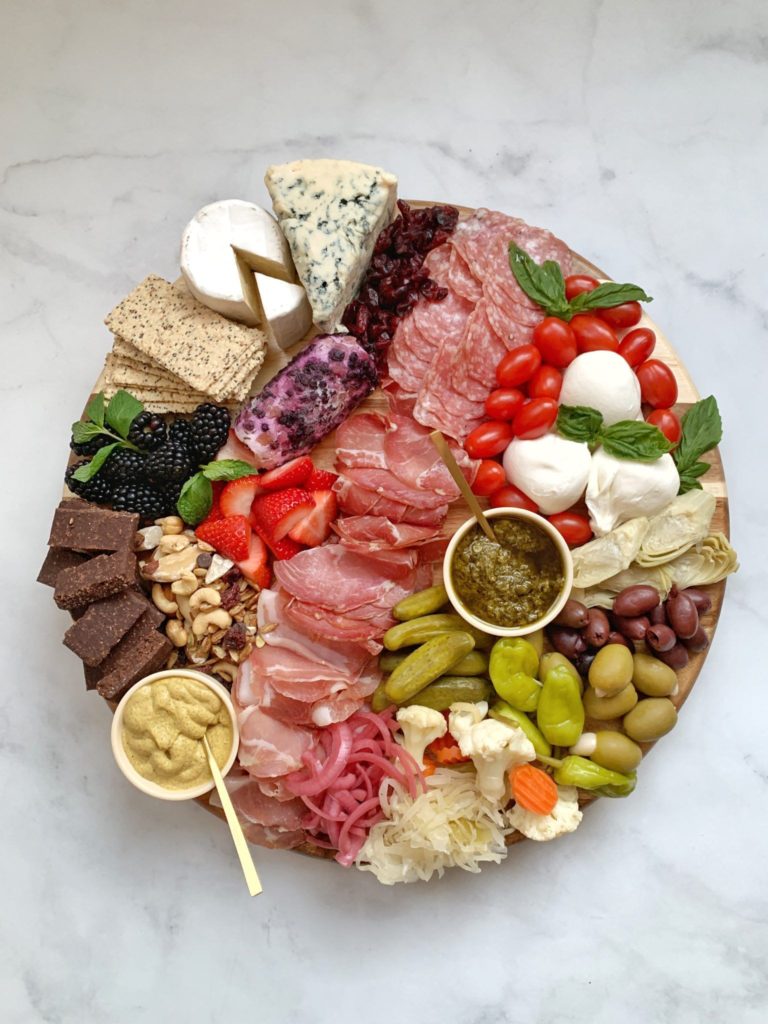 keto charcuterie on round plate