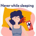 biohacking help sleeping woman with cell phone "never while sleeping"