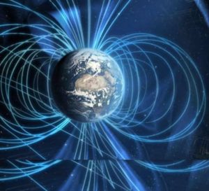 EMF and positive protection drawing that illustrates the earth  surrounded by EMF fields